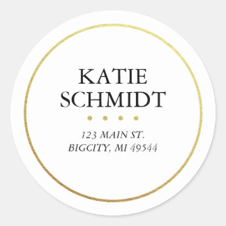 White Return Address Label with Faux Gold Foil