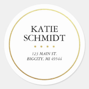 White Return Address Label with Faux Gold Foil