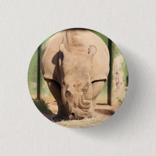 White rhino 3 cm round badge