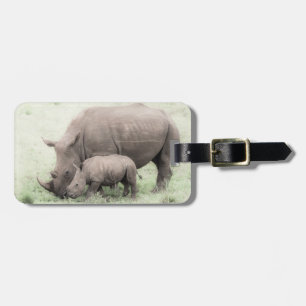 White Rhino & Baby Luggage Tag