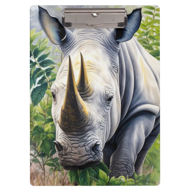 White Rhino Botanical Art  Clipboard (Front)