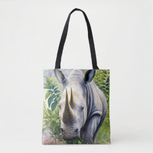 White Rhino Botanical Art  Tote Bag