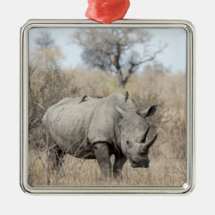 White Rhino Metal Tree Decoration