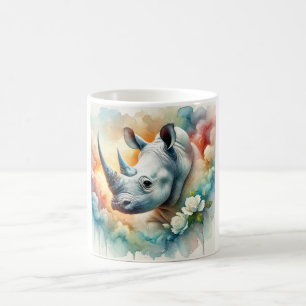 White Rhinoceros 010824AREF136 - Watercolor Coffee Mug