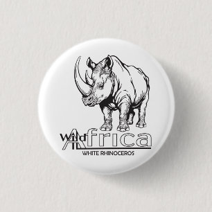 White rhinoceros or rhino. Wild Africa 3 Cm Round Badge