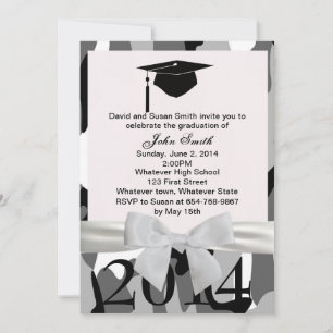 White Ribbon And Grey Camo Graduation Invitation