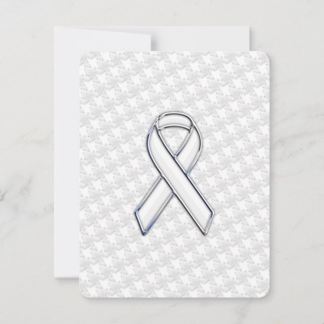 White Ribbon Awareness Applique on Houndstooth (Front)