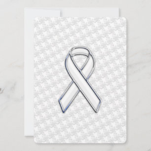 White Ribbon Awareness Applique on Houndstooth