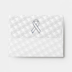 White Ribbon Awareness Applique on Houndstooth Envelopes