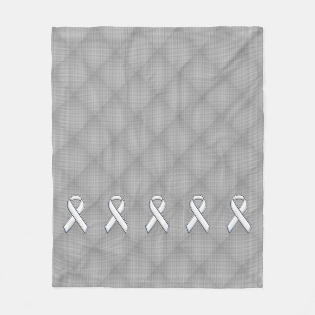White Ribbon Awareness Carbon Fibre Print Fleece Blanket (Front)