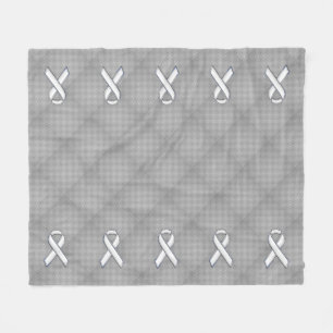White Ribbon Awareness Carbon Fibre Print Fleece Blanket