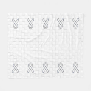 White Ribbon Awareness Checkers Style Fleece Blanket