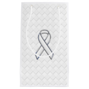 White Ribbon Awareness Checkers Style Small Gift Bag
