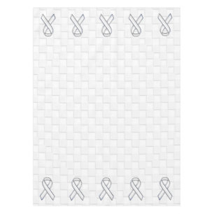 White Ribbon Awareness Checkers Style Tablecloth