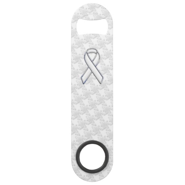 White Ribbon Awareness on Houndstooth Print (Front)