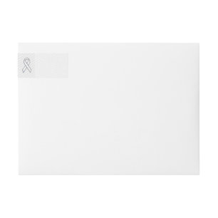 White Ribbon Awareness on Houndstooth Print Wrap Around Label