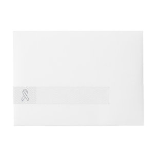 White Ribbon Awareness on Houndstooth Print Wraparound Address Label