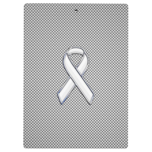 White Ribbon Awareness White Carbon Fibre Print Clipboard (Back)