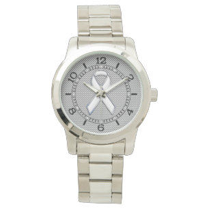 White Ribbon Awareness White Carbon Print Dial Watch
