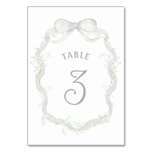 White Ribbon Baby's Breath Table Number