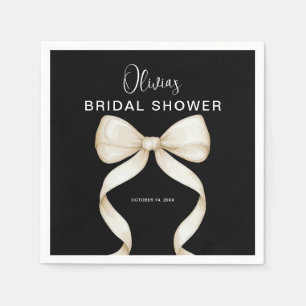 White Ribbon Bow Bridal Shower Napkin
