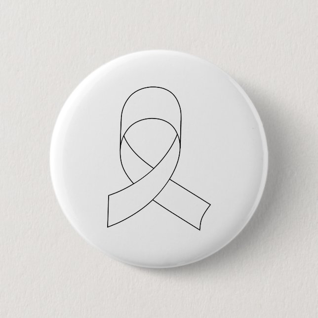 White Ribbon Drawing 6 Cm Round Badge (Front)