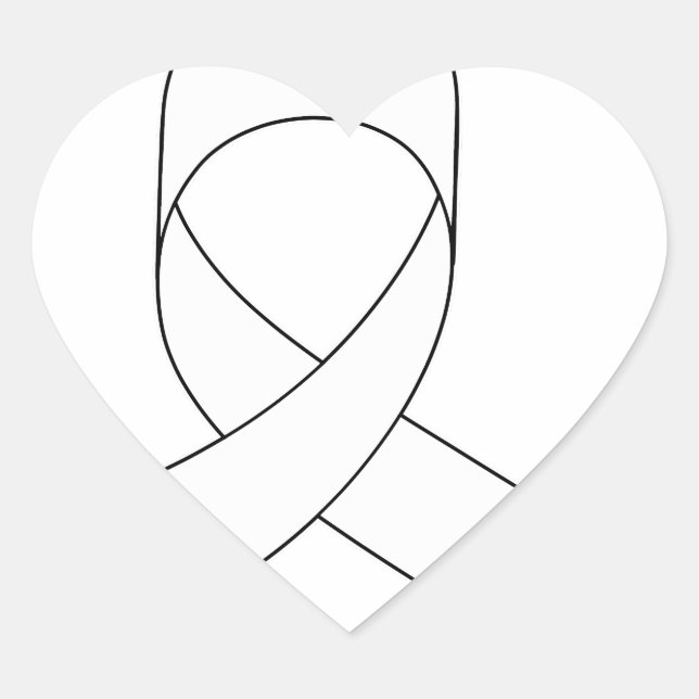 White Ribbon Drawing Heart Sticker (Front)