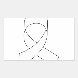 White Ribbon Drawing Rectangular Sticker