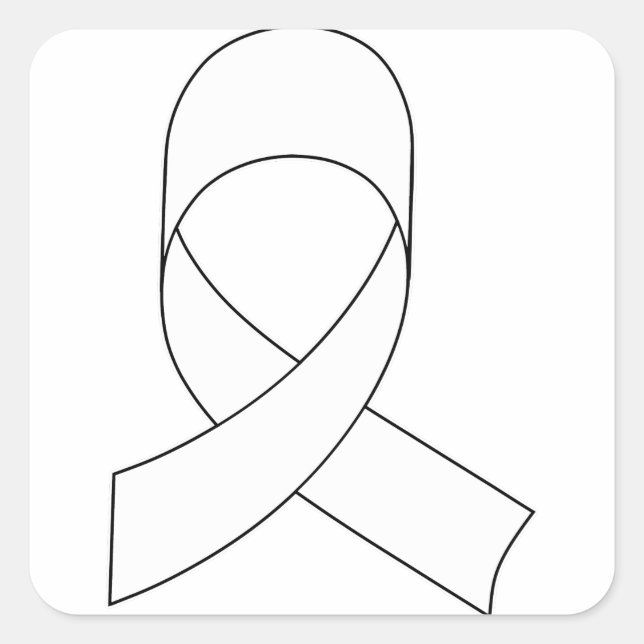 White Ribbon Drawing Square Sticker (Front)