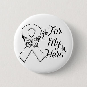 White Ribbon For My Hero 6 Cm Round Badge