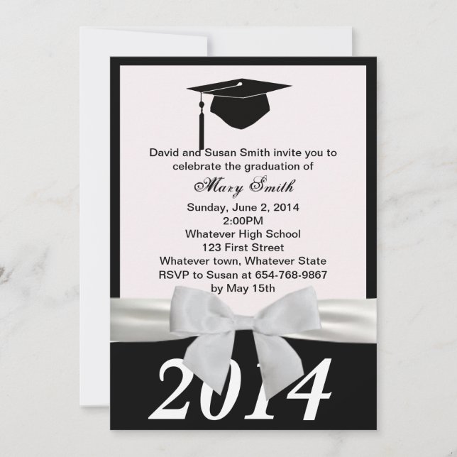 White Ribbon Graduation Invitation (Front)