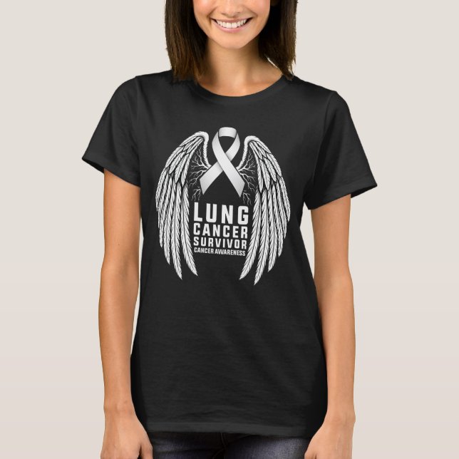 White Ribbon Lung Cancer Survivor hummingbird T-Shirt (Front)