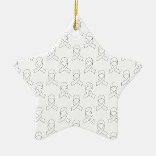 White Ribbon Pattern Ceramic Tree Decoration