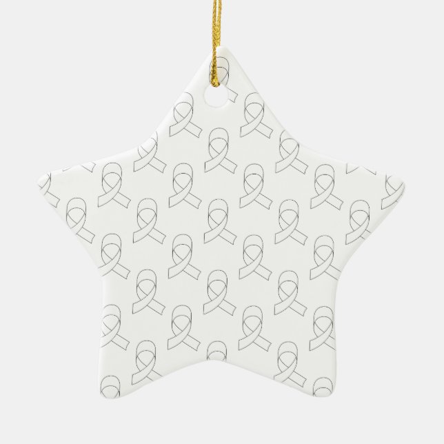White Ribbon Pattern Ceramic Tree Decoration (Front)