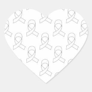 White Ribbon Pattern Heart Sticker