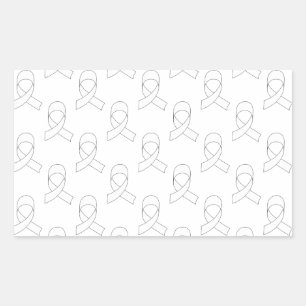 White Ribbon Pattern Rectangular Sticker