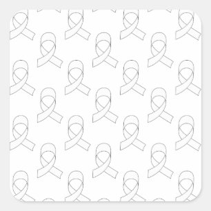 White Ribbon Pattern Square Sticker