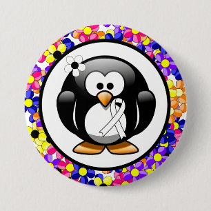 White Ribbon Penguin 7.5 Cm Round Badge
