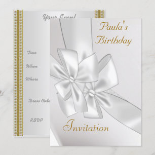 White Ribbon Popular Birthday Invitation