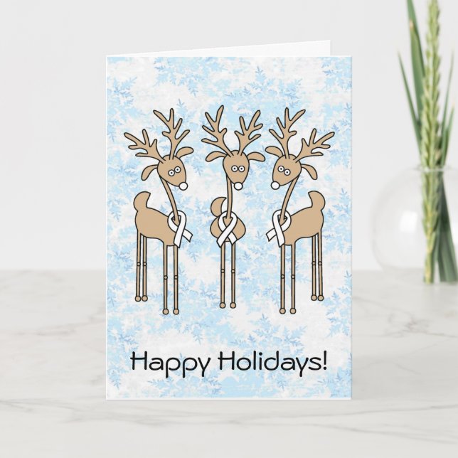 White Ribbon Reindeer Holiday Card (Front)