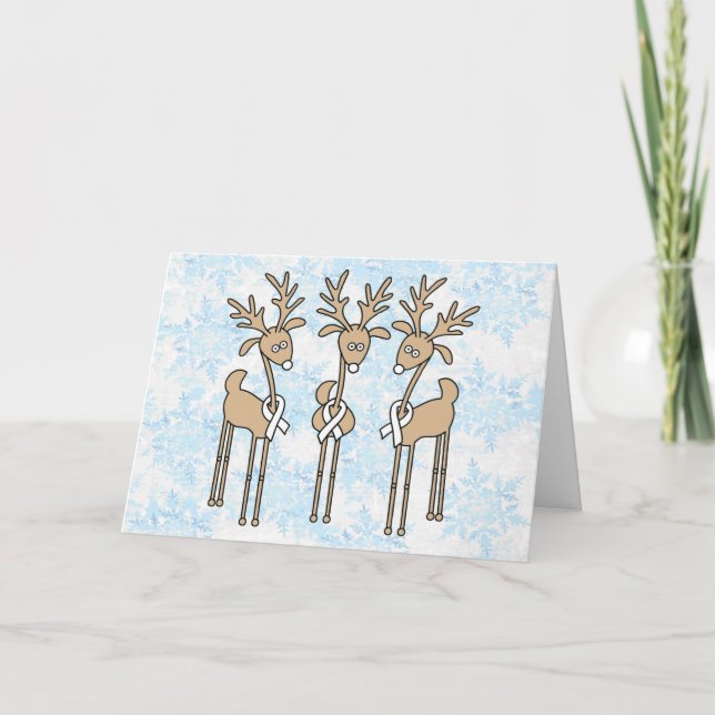 White Ribbon Reindeer Holiday Card (Front)