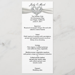 White Ribbon Silver Swans Menu Card