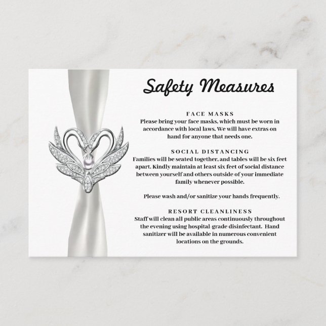 White Ribbon Silver Swans Safety Measures Enclosure Card (Front)