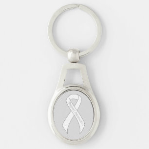 White Ribbon Support Awareness Key Ring