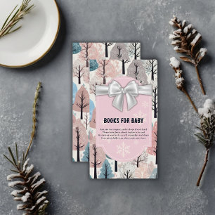 White Ribbon Winter Forest Snowflakes Baby Shower Enclosure Card