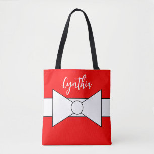 White Ribbon with Red: Christmas Tote Bag