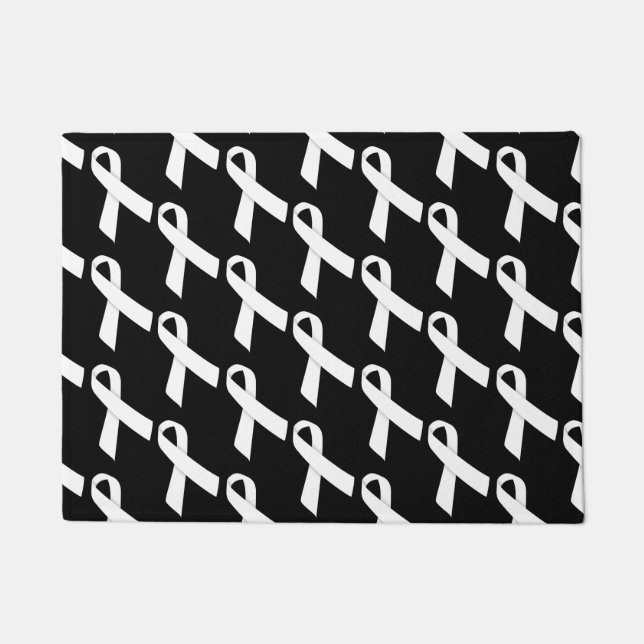 White Ribbons Tiled Pattern Doormat (Front)