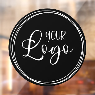 White Rings for Your Business Logo Black Window Cling