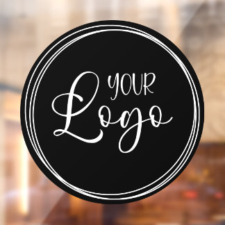 White Rings for Your Business Logo Black Window Cling