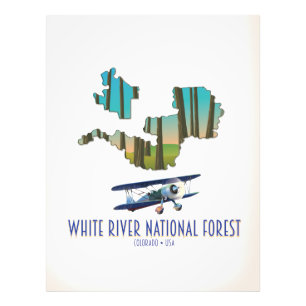 White River National Forest Colorado usa map Photo Print